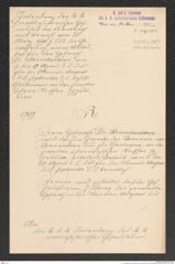 k.k. naturhistorisches Hofmuseum, Intendanzakten 1885-1896 (Hauer), Aktenzahl Z.239.a/1891, Seite 1